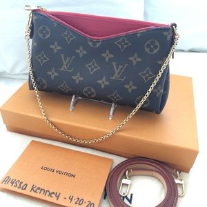 Louis Vuitton Pallas Clutch-Mono/Red